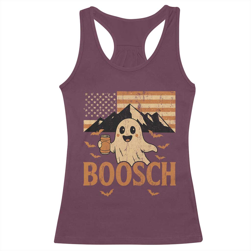 Funny Ghost Boosch Beer Halloween Racerback Tank Top Vintage American Flag TS11 Maroon Print Your Wear