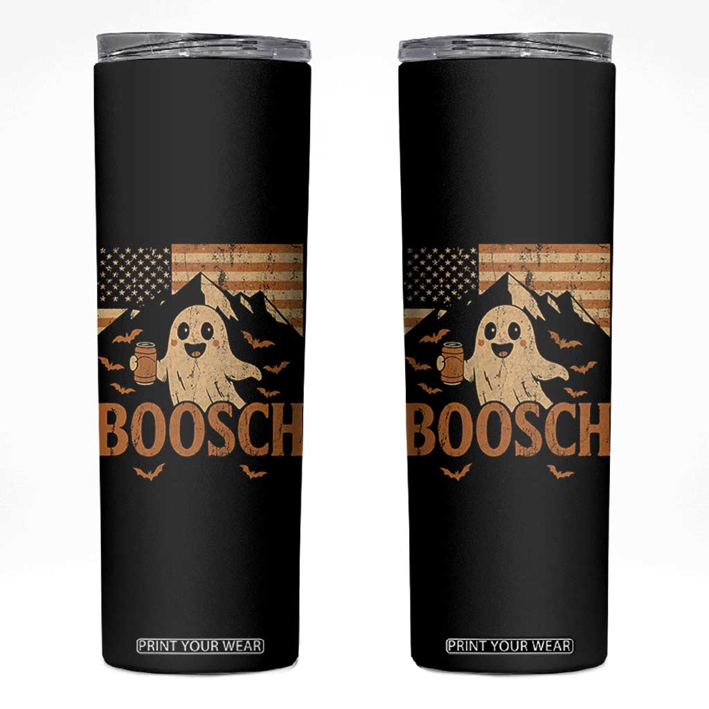 Funny Ghost Boosch Beer Halloween Skinny Tumbler Vintage American Flag TS11 Black Print Your Wear