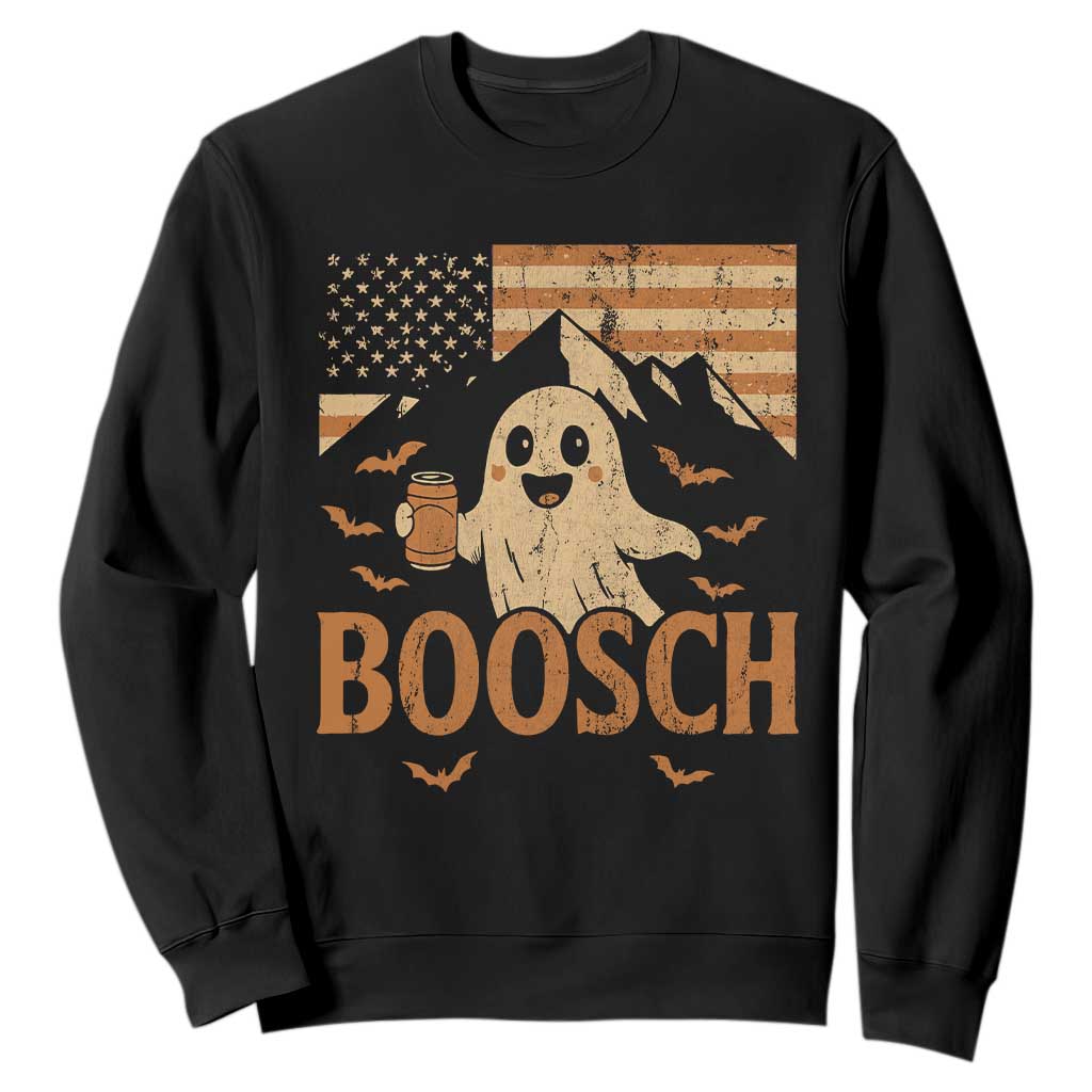 Funny Ghost Boosch Beer Halloween Sweatshirt Vintage American Flag TS11 Black Print Your Wear