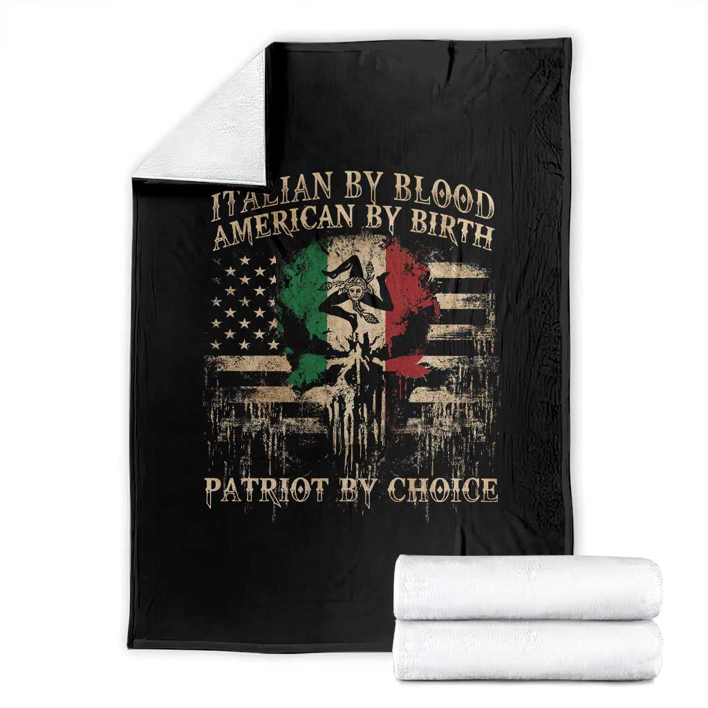 Italian By Blood American By Birth Patriot By Choice Throw Blanket Funny Italian American Skull USA Flag TS11 Black Print Your Wear