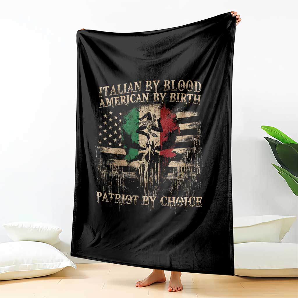 Italian By Blood American By Birth Patriot By Choice Throw Blanket Funny Italian American Skull USA Flag TS11 Print Your Wear