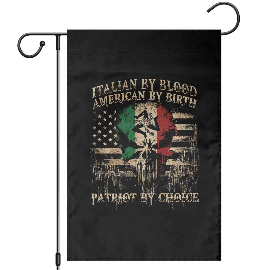 Italian By Blood American By Birth Patriot By Choice Garden Flag Funny Italian American Skull USA Flag TS11 Black Print Your Wear