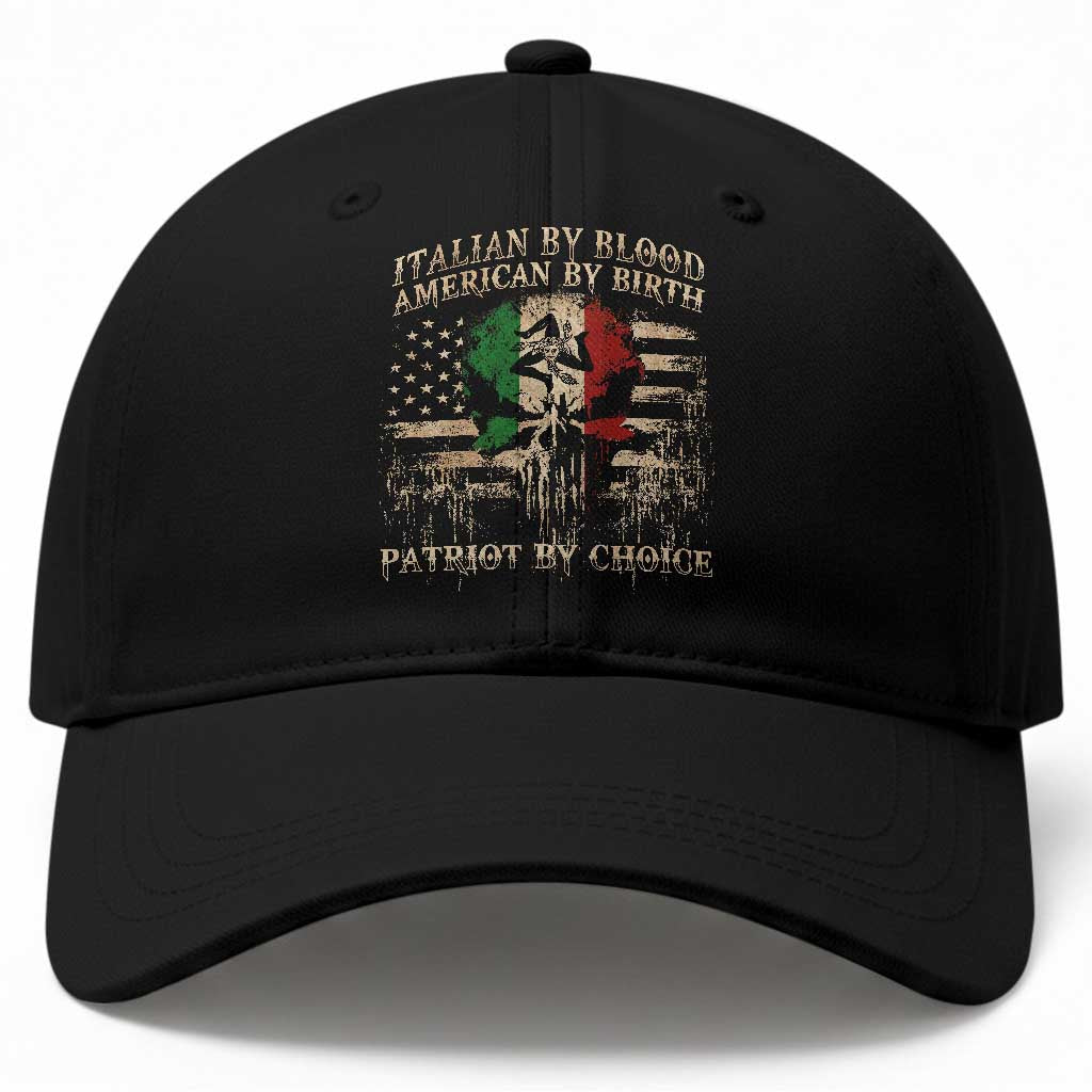 Italian By Blood American By Birth Patriot By Choice Baseball Cap Funny Italian American Skull USA Flag TS11 Print Your Wear
