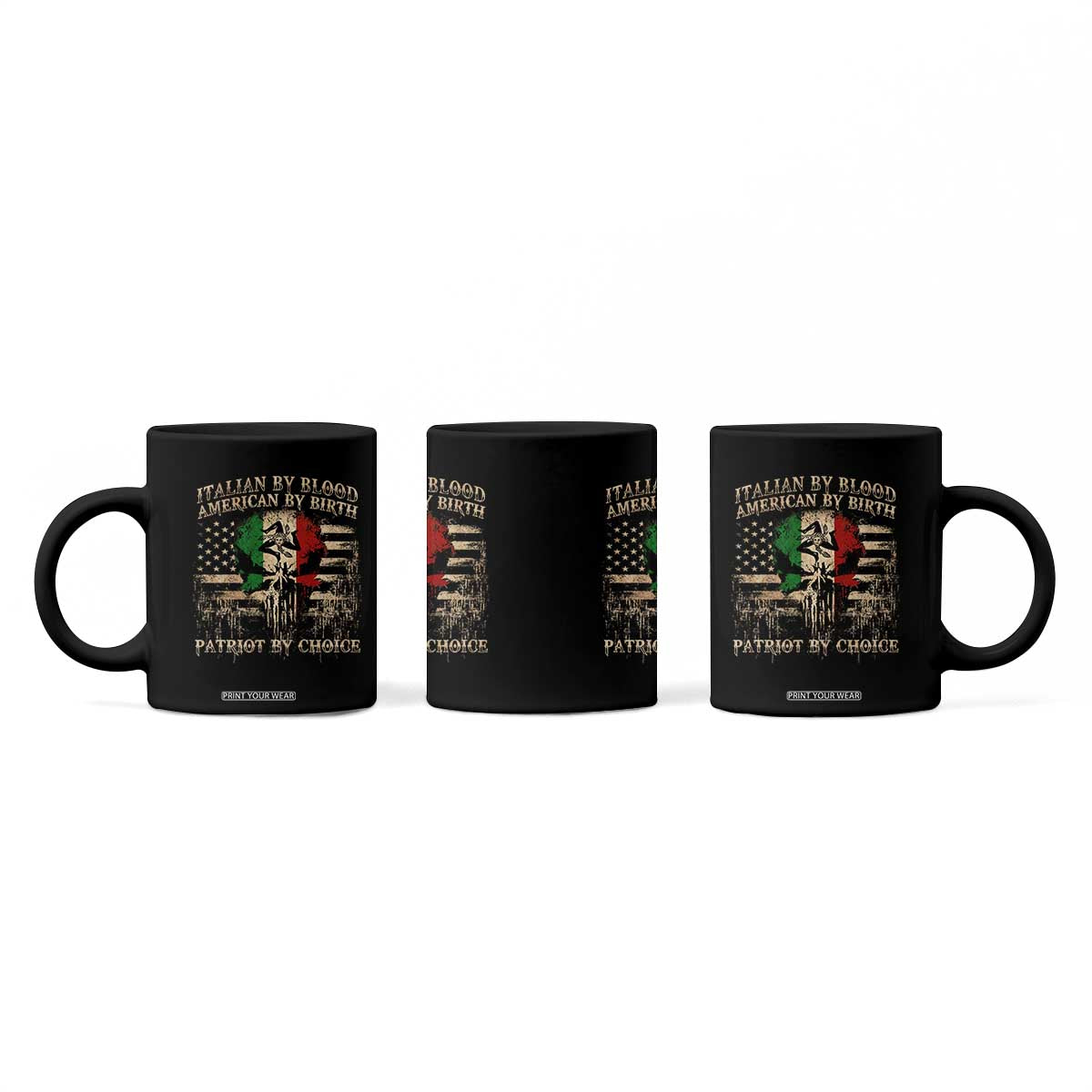 Italian By Blood American By Birth Patriot By Choice Coffee Mug Funny Italian American Skull USA Flag TS11 Print Your Wear