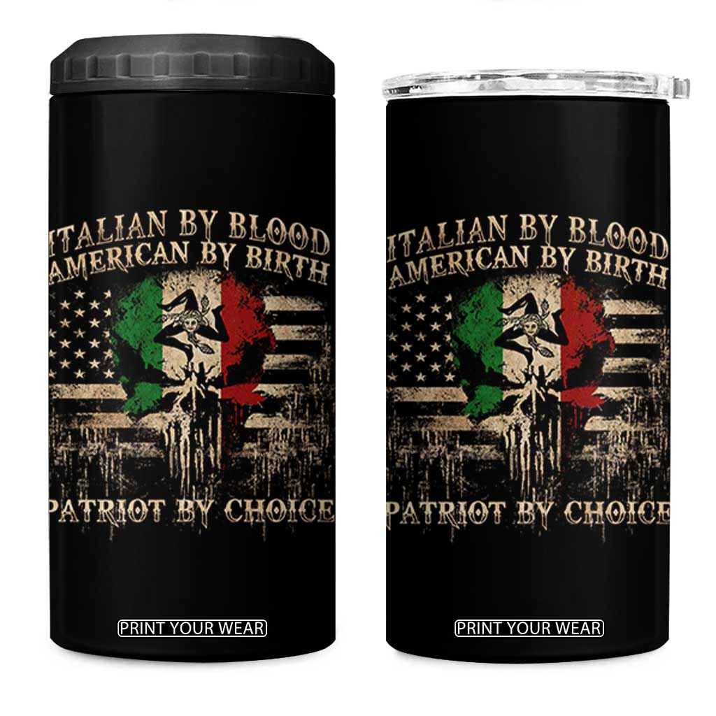 Italian By Blood American By Birth Patriot By Choice 4 in 1 Can Cooler Tumbler Funny Italian American Skull USA Flag TS11 One Size: 16 oz Black Print Your Wear
