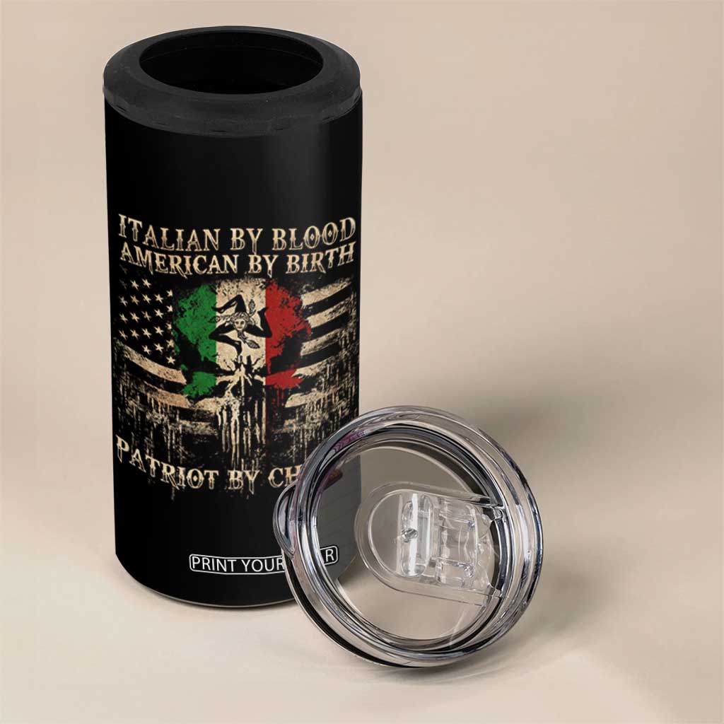 Italian By Blood American By Birth Patriot By Choice 4 in 1 Can Cooler Tumbler Funny Italian American Skull USA Flag TS11 Print Your Wear