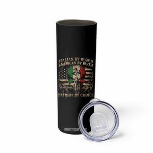 Italian By Blood American By Birth Patriot By Choice Skinny Tumbler Funny Italian American Skull USA Flag TS11 Print Your Wear