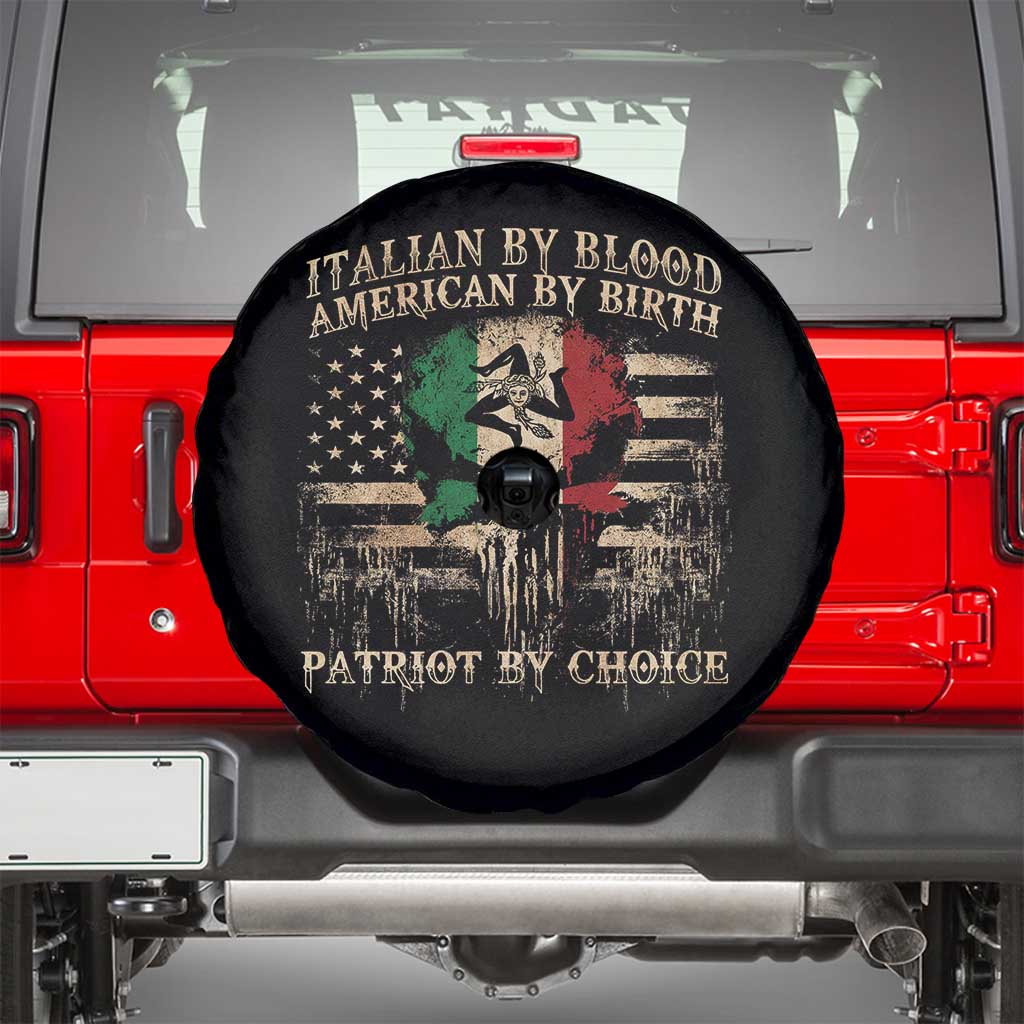 Italian By Blood American By Birth Patriot By Choice Spare Tire Cover Funny Italian American Skull USA Flag TS11 Black Print Your Wear
