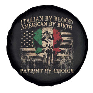 Italian By Blood American By Birth Patriot By Choice Spare Tire Cover Funny Italian American Skull USA Flag TS11 Print Your Wear