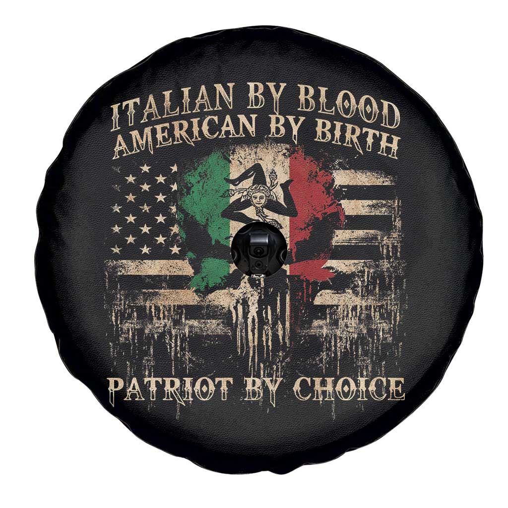 Italian By Blood American By Birth Patriot By Choice Spare Tire Cover Funny Italian American Skull USA Flag TS11 Print Your Wear