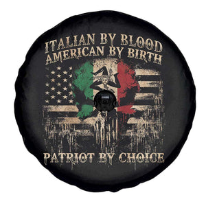 Italian By Blood American By Birth Patriot By Choice Spare Tire Cover Funny Italian American Skull USA Flag TS11 Print Your Wear