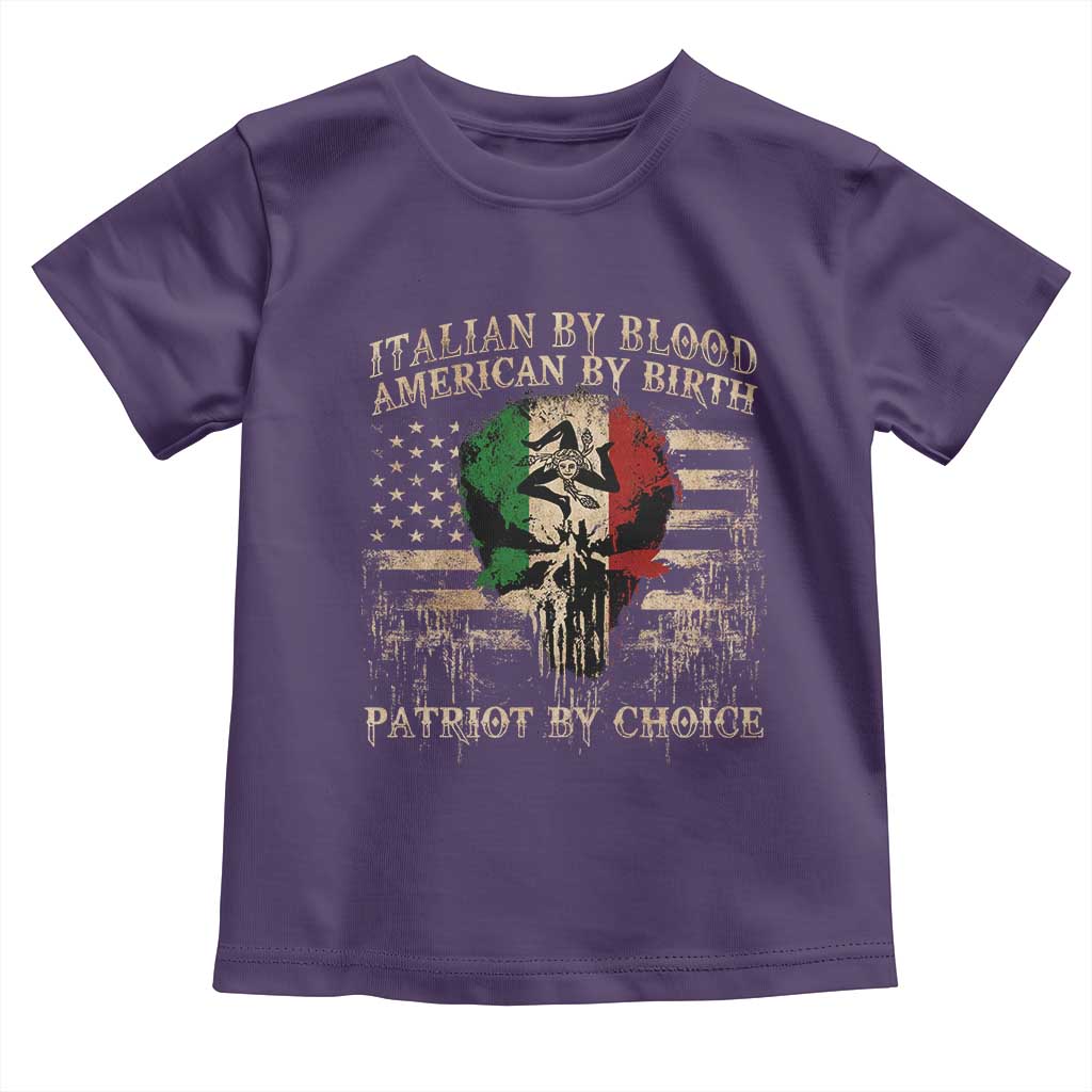 Italian By Blood American By Birth Patriot By Choice Toddler T Shirt Funny Italian American Skull USA Flag TS11 Purple Print Your Wear
