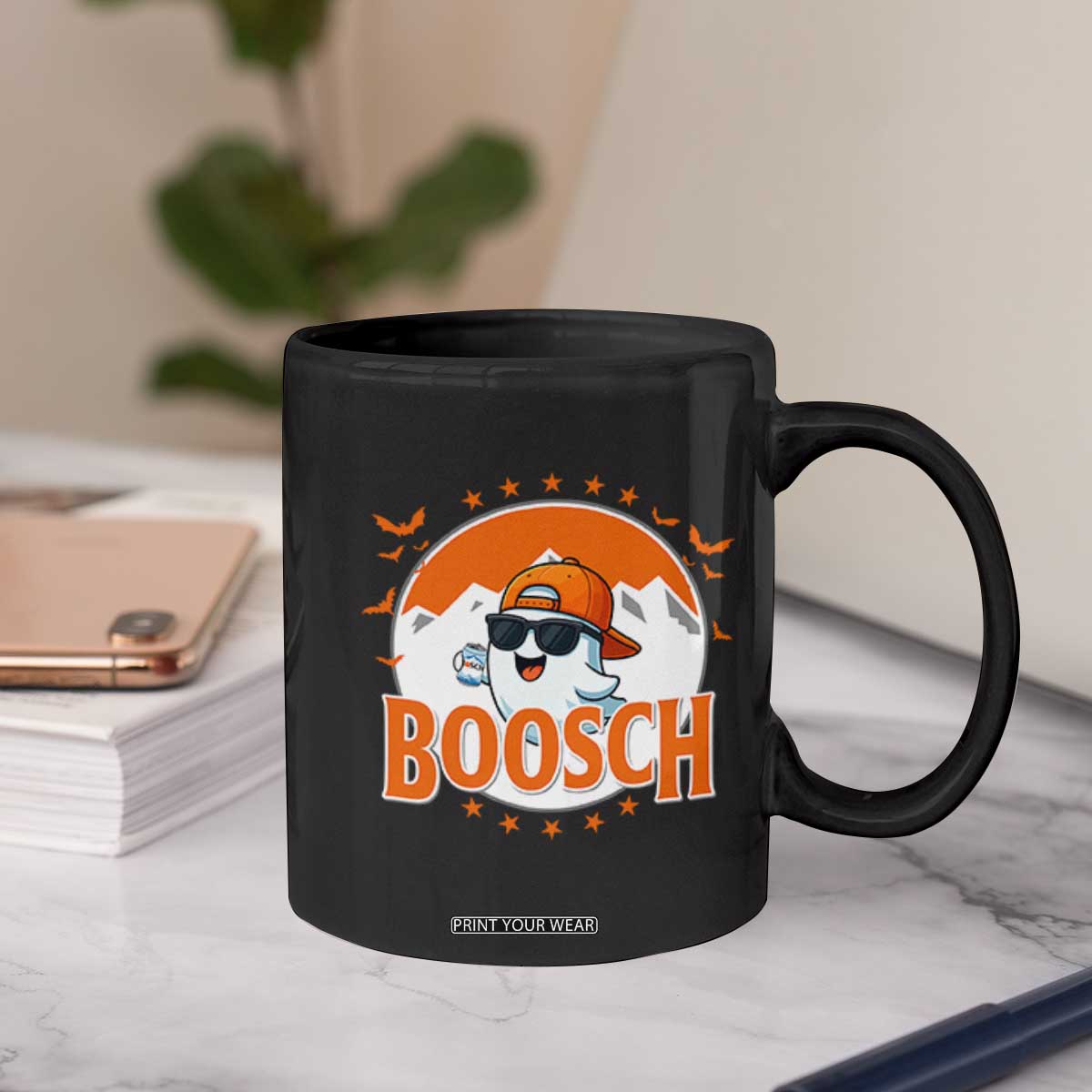 Funny Ghost Boosch Beer Halloween Coffee Mug Mountain Bat TS11 Print Your Wear