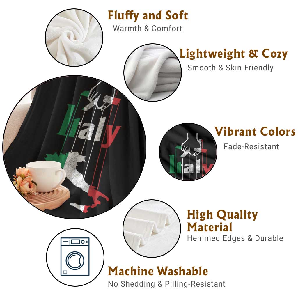 Funny Italia Heritage Pride Throw Blanket Vintage Italian Map Mafia Gangster TS11 Print Your Wear