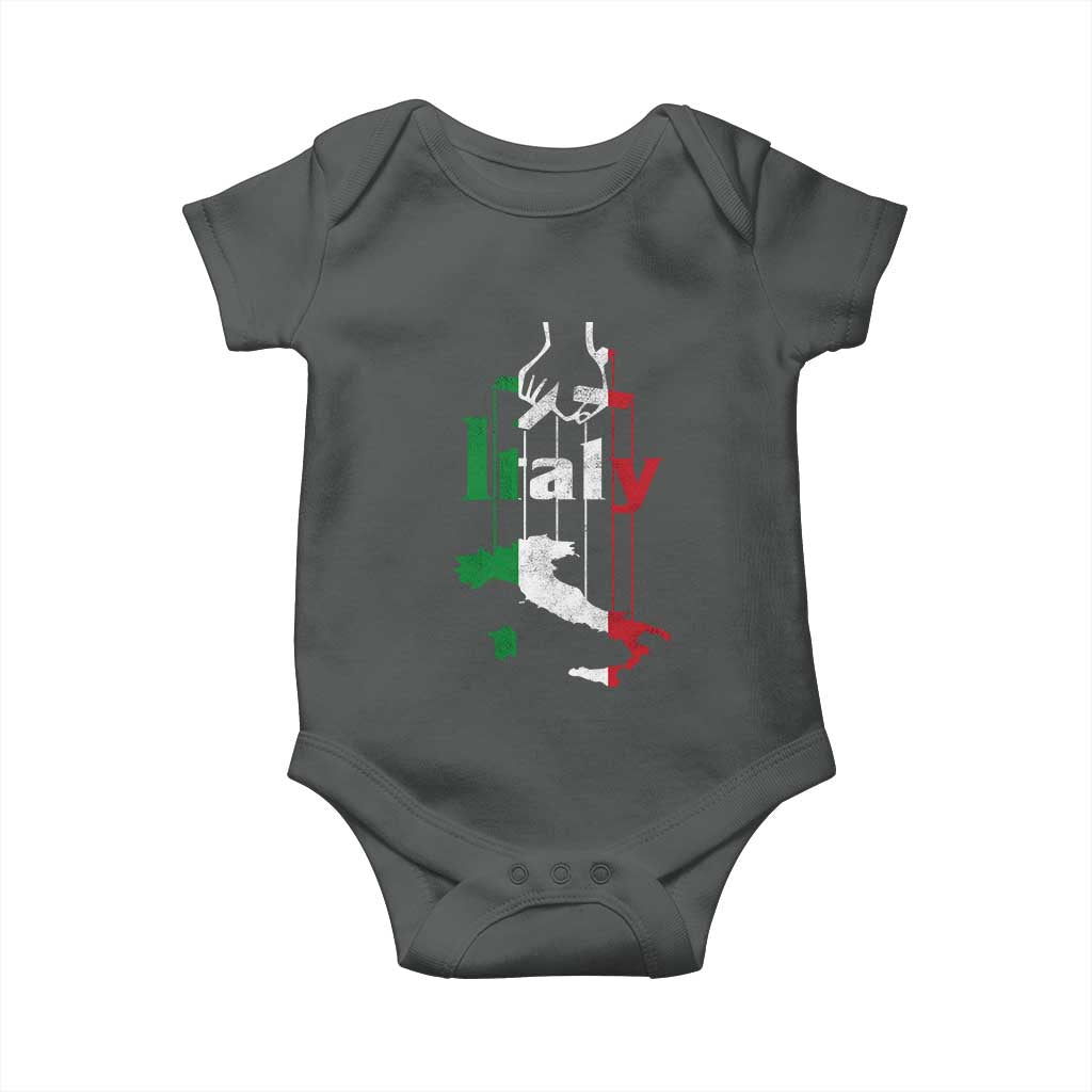 Funny Italia Heritage Pride Baby Onesie Vintage Italian Map Mafia Gangster TS11 Dark Heather Print Your Wear