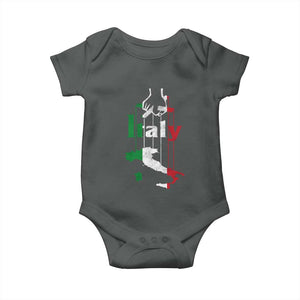 Funny Italia Heritage Pride Baby Onesie Vintage Italian Map Mafia Gangster TS11 Dark Heather Print Your Wear