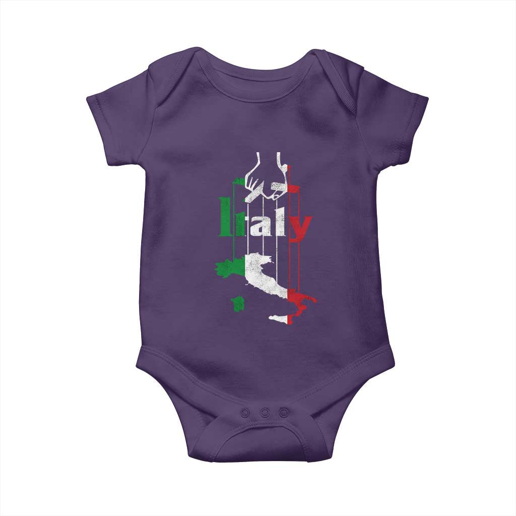 Funny Italia Heritage Pride Baby Onesie Vintage Italian Map Mafia Gangster TS11 Purple Print Your Wear