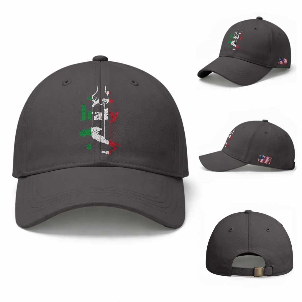 Funny Italia Heritage Pride Baseball Cap Vintage Italian Map Mafia Gangster TS11 Baseball Cap Universal Fit Dark Gray Print Your Wear