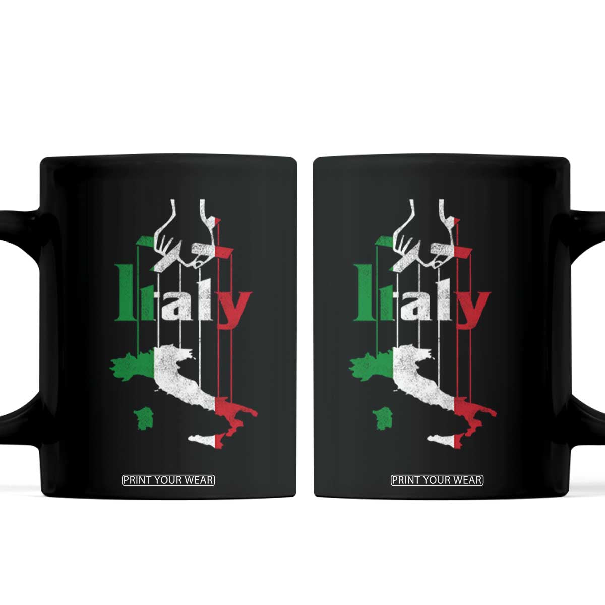 Funny Italia Heritage Pride Coffee Mug Vintage Italian Map Mafia Gangster TS11 Black Print Your Wear