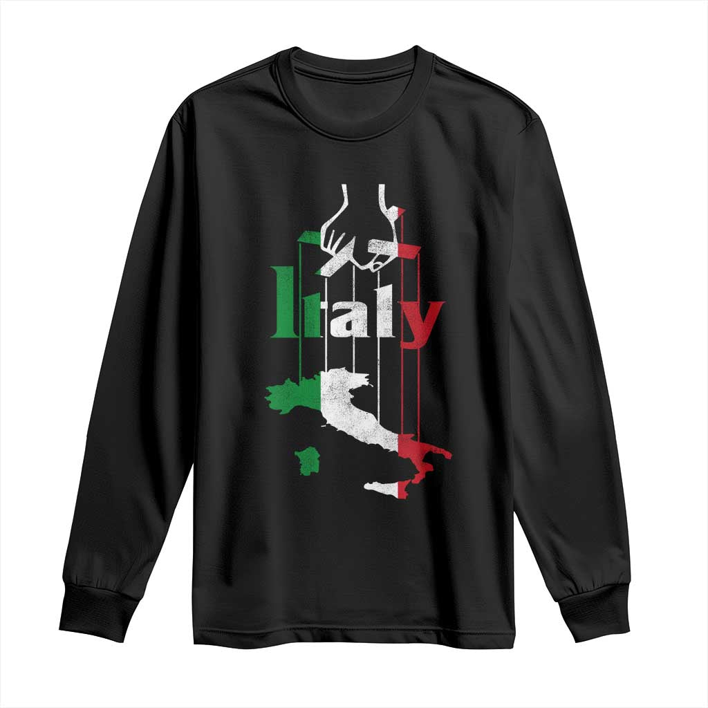 Funny Italia Heritage Pride Long Sleeve Shirt Vintage Italian Map Mafia Gangster TS11 Black Print Your Wear