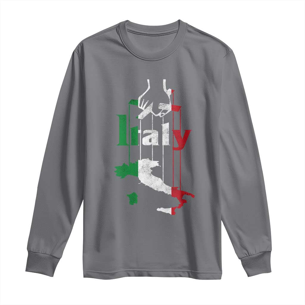 Funny Italia Heritage Pride Long Sleeve Shirt Vintage Italian Map Mafia Gangster TS11 Charcoal Print Your Wear