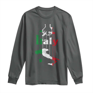 Funny Italia Heritage Pride Long Sleeve Shirt Vintage Italian Map Mafia Gangster TS11 Dark Heather Print Your Wear