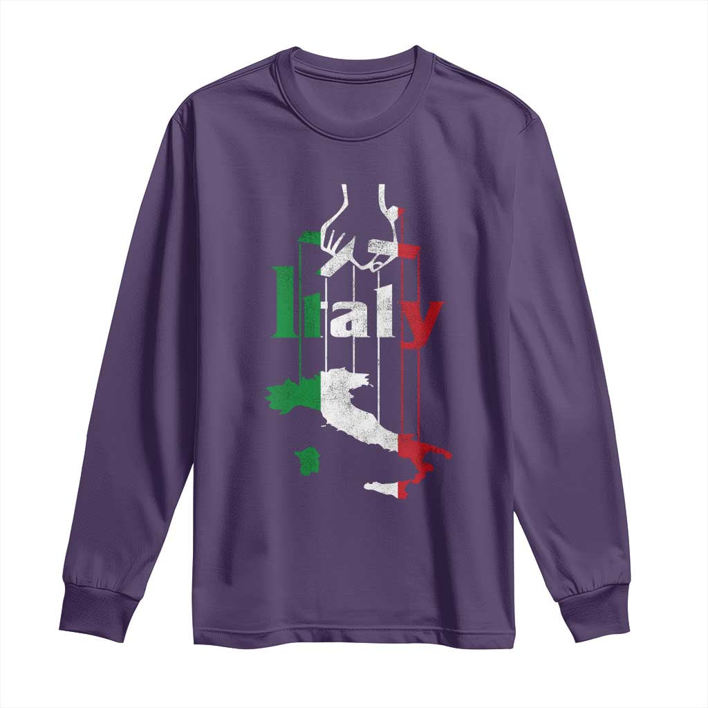 Funny Italia Heritage Pride Long Sleeve Shirt Vintage Italian Map Mafia Gangster TS11 Purple Print Your Wear