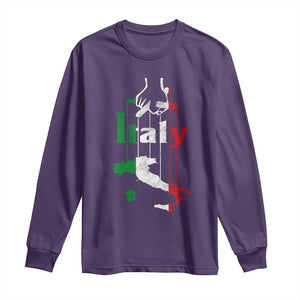 Funny Italia Heritage Pride Long Sleeve Shirt Vintage Italian Map Mafia Gangster TS11 Purple Print Your Wear