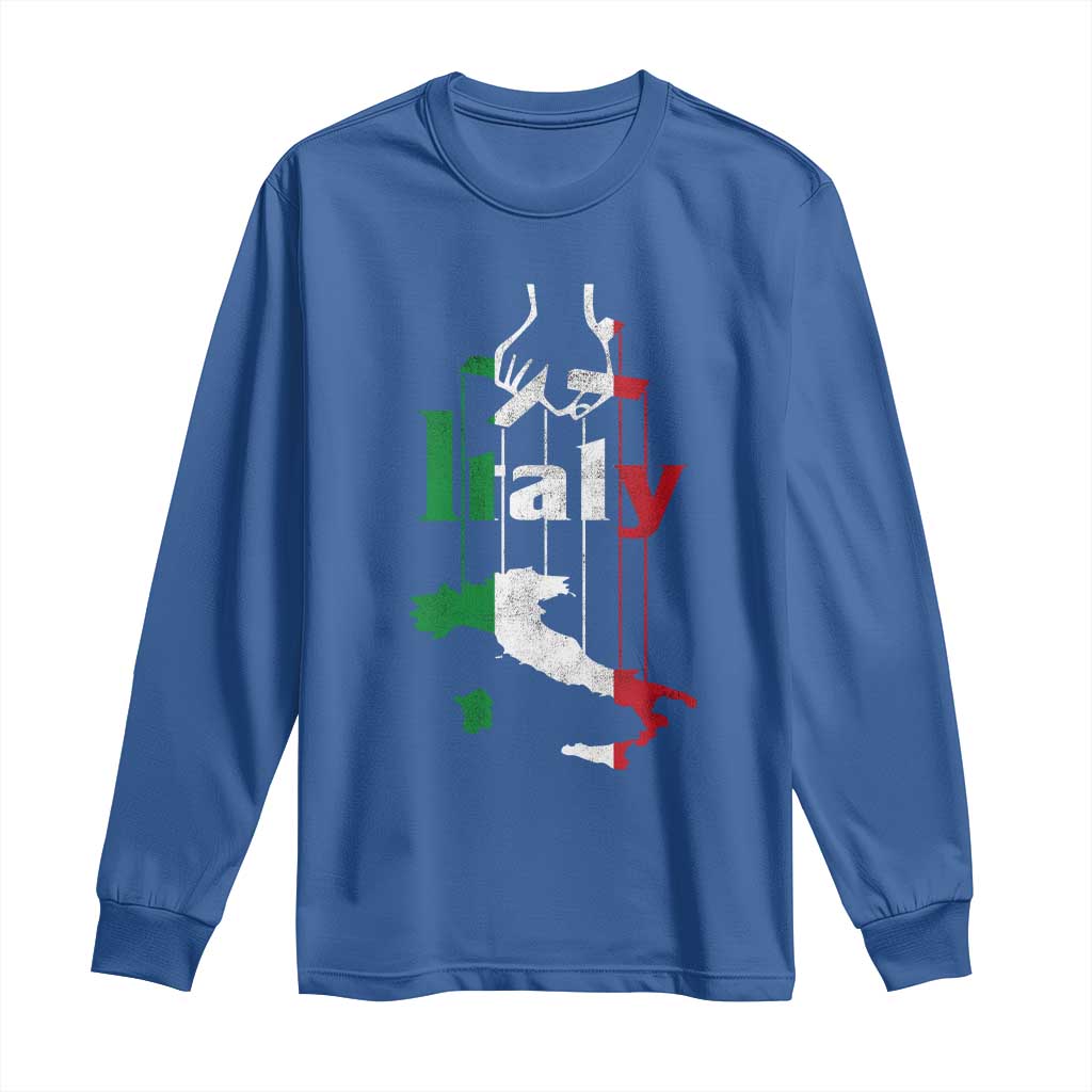 Funny Italia Heritage Pride Long Sleeve Shirt Vintage Italian Map Mafia Gangster TS11 Royal Blue Print Your Wear