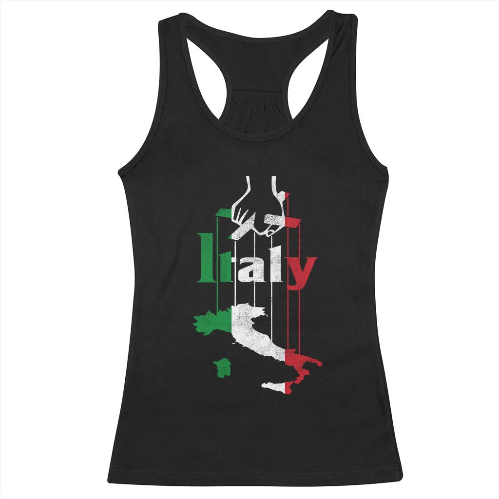 Funny Italia Heritage Pride Racerback Tank Top Vintage Italian Map Mafia Gangster TS11 Black Print Your Wear