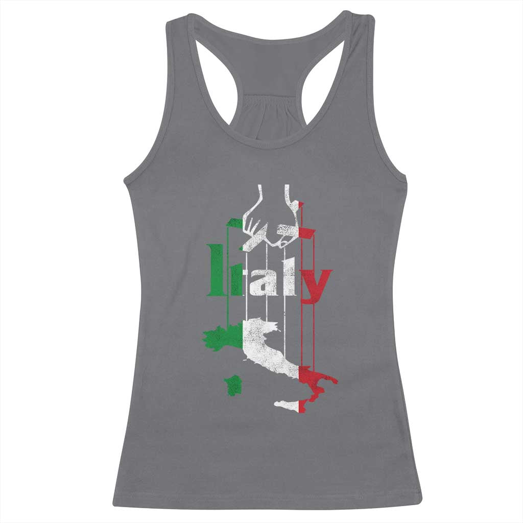 Funny Italia Heritage Pride Racerback Tank Top Vintage Italian Map Mafia Gangster TS11 Charcoal Print Your Wear