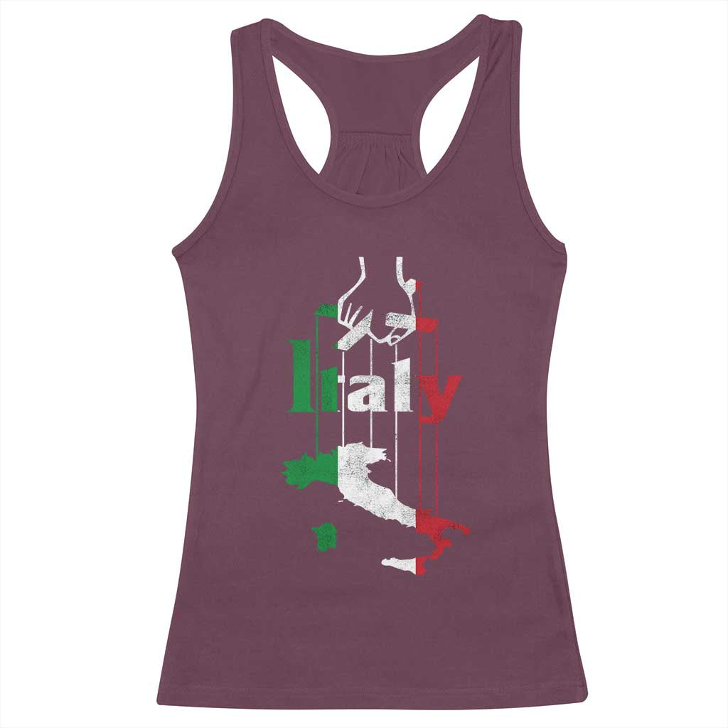 Funny Italia Heritage Pride Racerback Tank Top Vintage Italian Map Mafia Gangster TS11 Maroon Print Your Wear