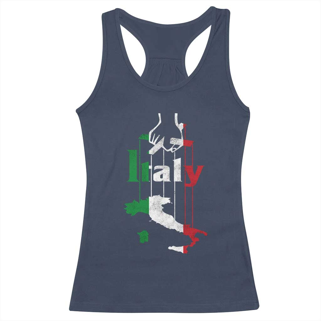 Funny Italia Heritage Pride Racerback Tank Top Vintage Italian Map Mafia Gangster TS11 Navy Print Your Wear
