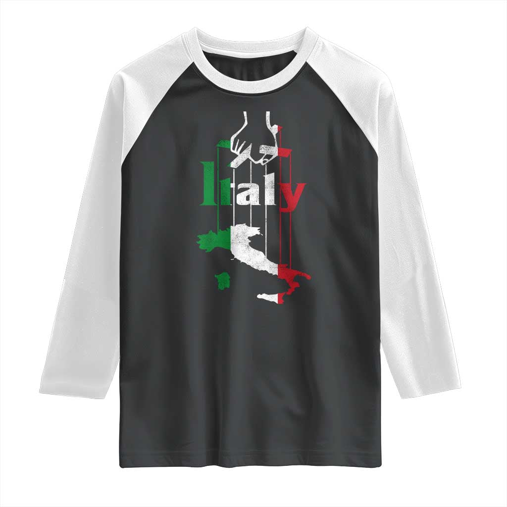 Funny Italia Heritage Pride Raglan Shirt Vintage Italian Map Mafia Gangster TS11 Black White Print Your Wear