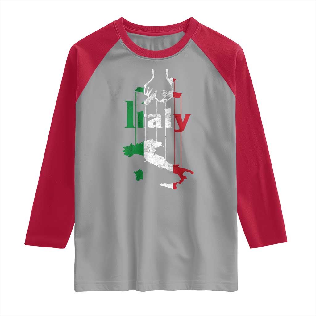 Funny Italia Heritage Pride Raglan Shirt Vintage Italian Map Mafia Gangster TS11 Sport Gray Red Print Your Wear