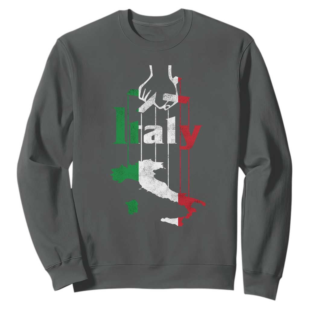 Funny Italia Heritage Pride Sweatshirt Vintage Italian Map Mafia Gangster TS11 Dark Heather Print Your Wear