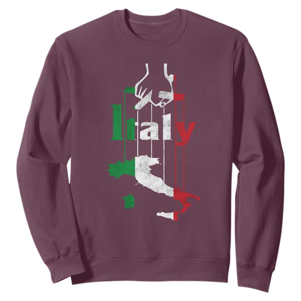 Funny Italia Heritage Pride Sweatshirt Vintage Italian Map Mafia Gangster TS11 Maroon Print Your Wear