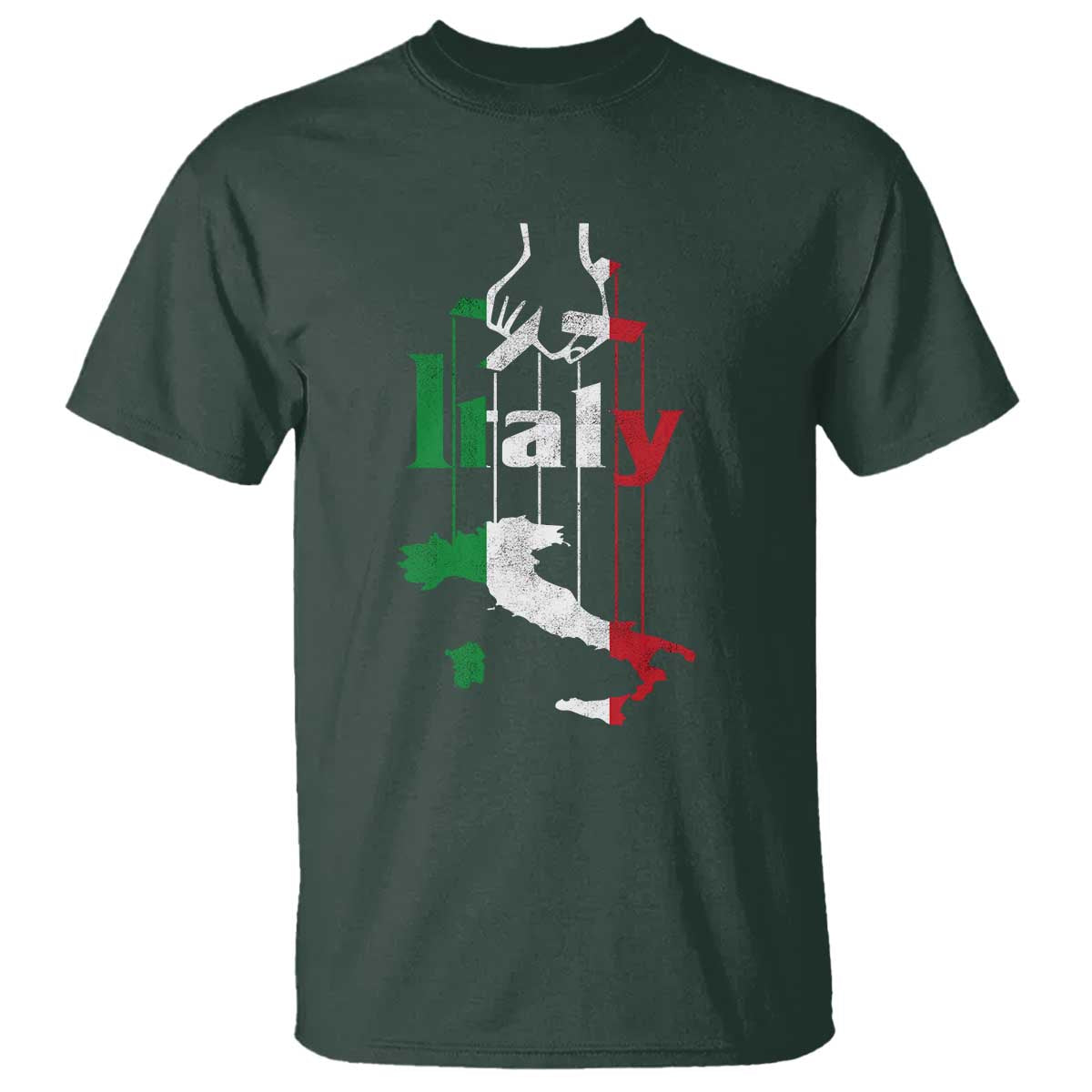 Funny Italia Heritage Pride T Shirt Vintage Italian Map Mafia Gangster TS11 Dark Forest Green Print Your Wear