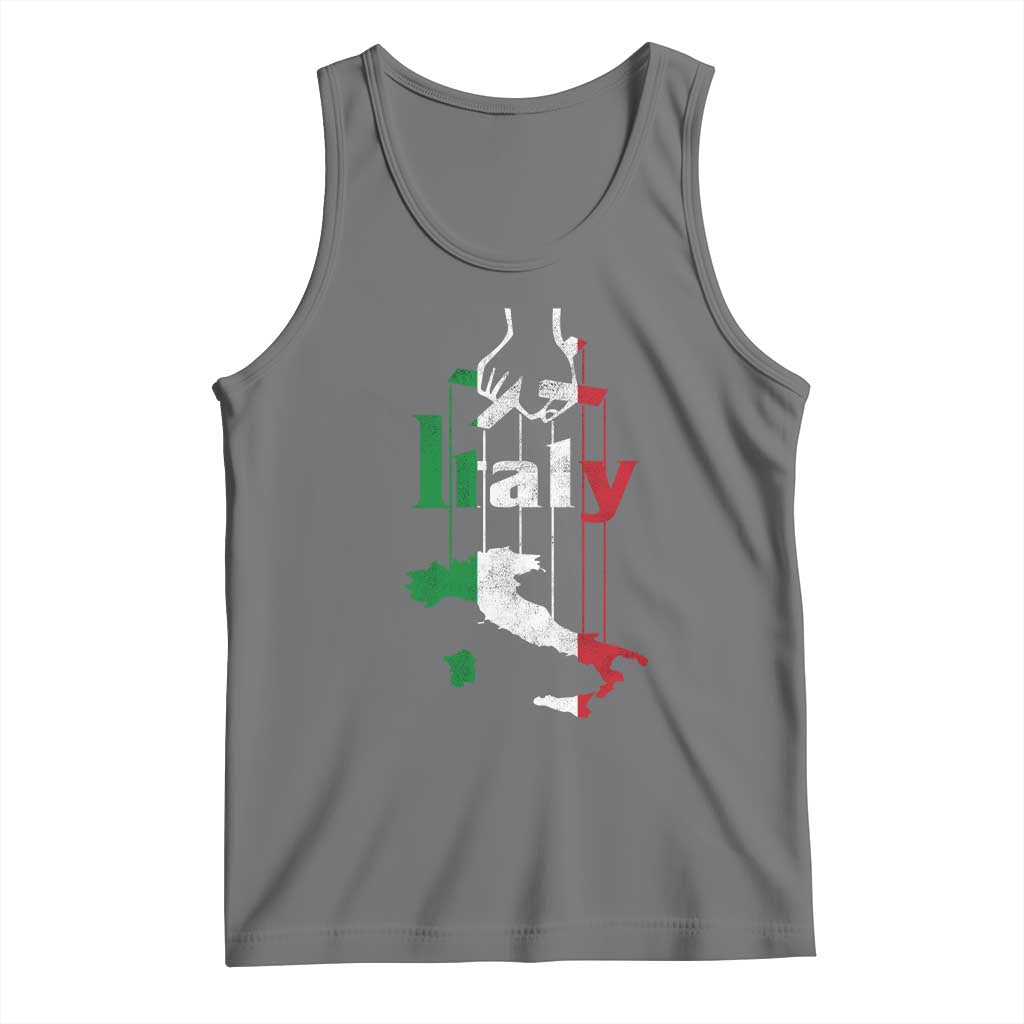 Funny Italia Heritage Pride Tank Top Vintage Italian Map Mafia Gangster TS11 Black Heather Print Your Wear