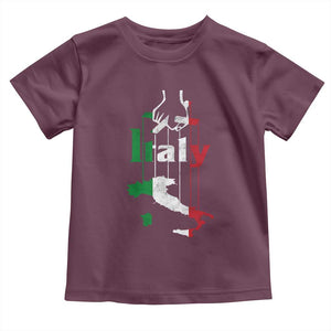 Funny Italia Heritage Pride Toddler T Shirt Vintage Italian Map Mafia Gangster TS11 Maroon Print Your Wear