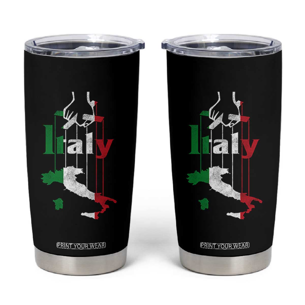 Funny Italia Heritage Pride Tumbler Cup Vintage Italian Map Mafia Gangster TS11 Black Print Your Wear