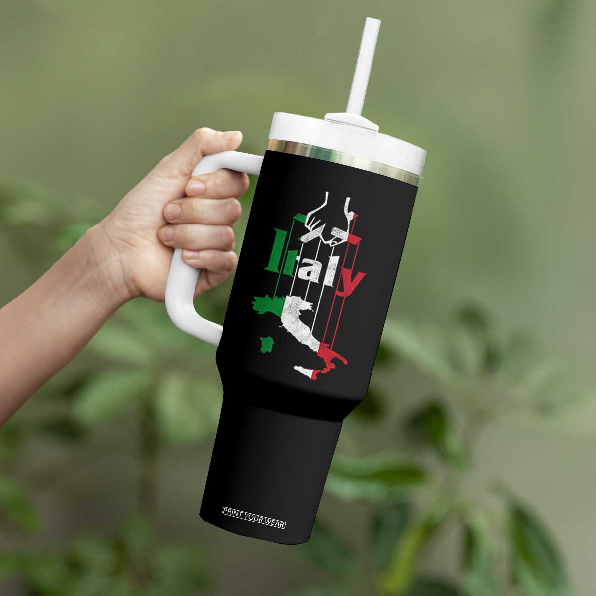 Funny Italia Heritage Pride Tumbler With Handle Vintage Italian Map Mafia Gangster TS11 Print Your Wear