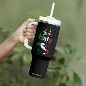 Funny Italia Heritage Pride Tumbler With Handle Vintage Italian Map Mafia Gangster TS11 Print Your Wear