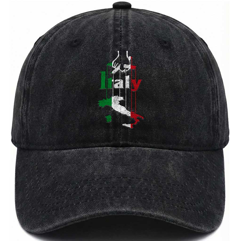 Funny Italia Heritage Pride Washed Cotton Baseball Cap Vintage Italian Map Mafia Gangster TS11 Print Your Wear