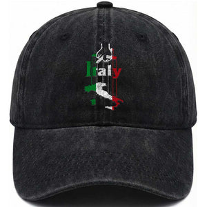 Funny Italia Heritage Pride Washed Cotton Baseball Cap Vintage Italian Map Mafia Gangster TS11 Print Your Wear