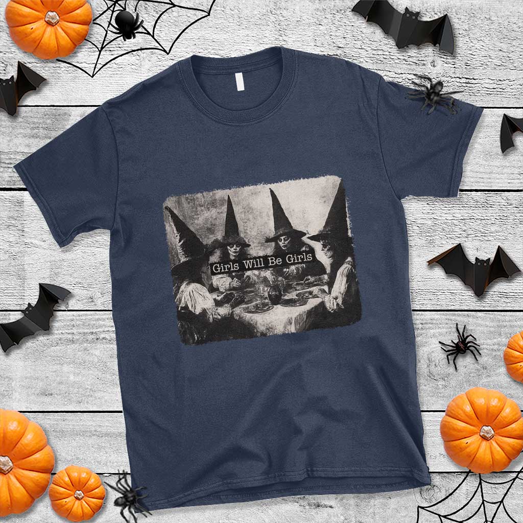 Funny Witch Girls Will Be Girls T Shirt Feminist Halloween TS11 Navy Print Your Wear