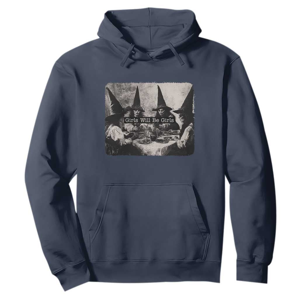 Funny Witch Girls Will Be Girls Hoodie Feminist Halloween TS11 Navy Print Your Wear