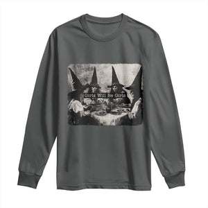 Funny Witch Girls Will Be Girls Long Sleeve Shirt Feminist Halloween TS11 Dark Heather Print Your Wear