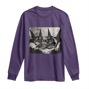 Funny Witch Girls Will Be Girls Long Sleeve Shirt Feminist Halloween TS11 Purple Print Your Wear
