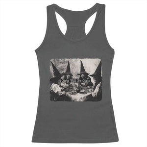 Funny Witch Girls Will Be Girls Racerback Tank Top Feminist Halloween TS11 Dark Heather Print Your Wear